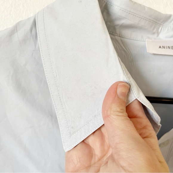 Anine Bing Mika Shirt in Blue Button Down Oxford Sz M - Picture 5 of 9